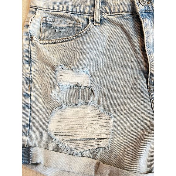So High Rise Vintage Stretch Mom Short Roll Cuff Jean Blue Distressed Kohl's 13 - Picture 7 of 12